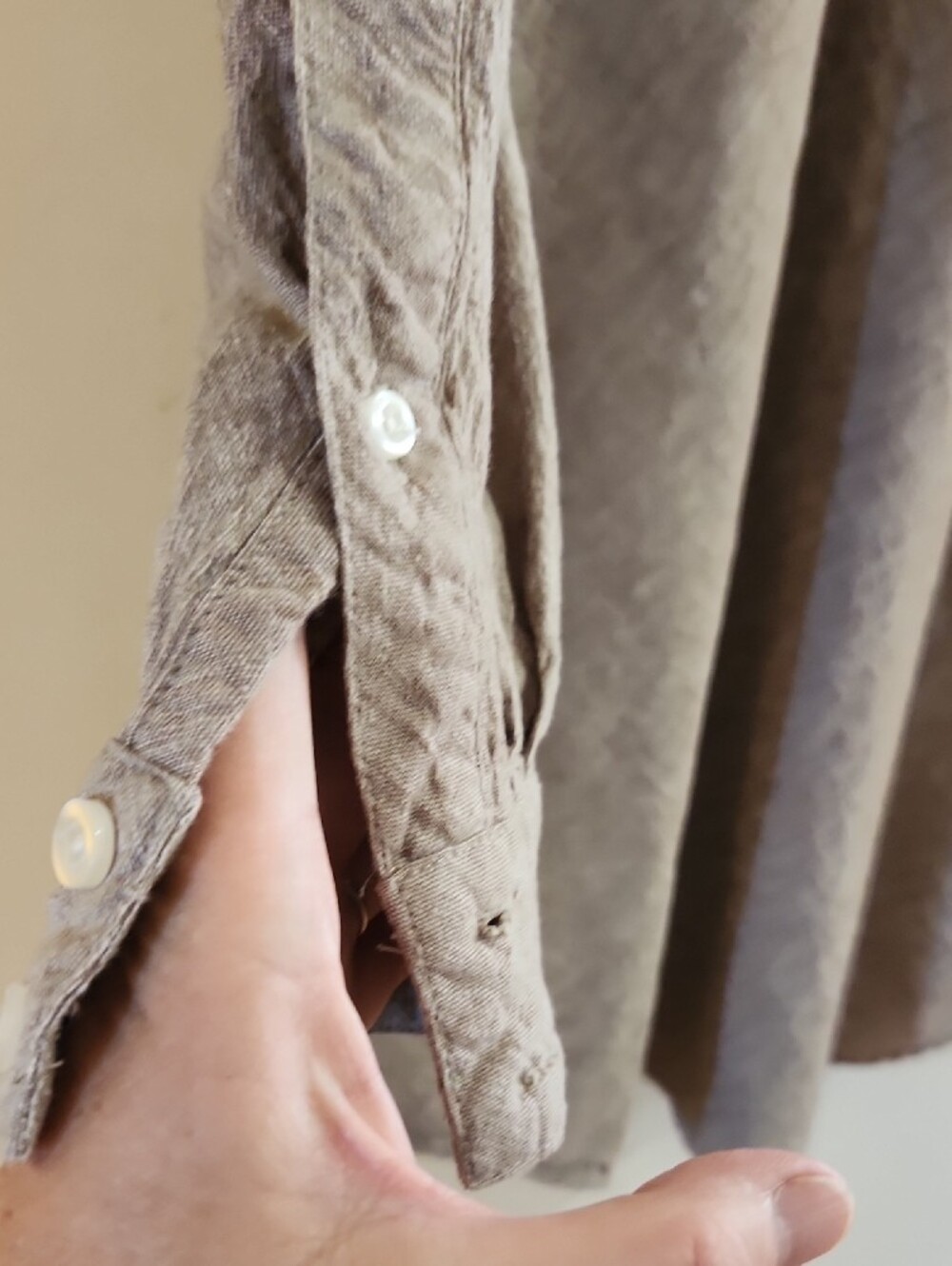Fashion Trail Taupe Long-Sleeve Shirt Dress Sz S Minimalist - Picture 4 of 9